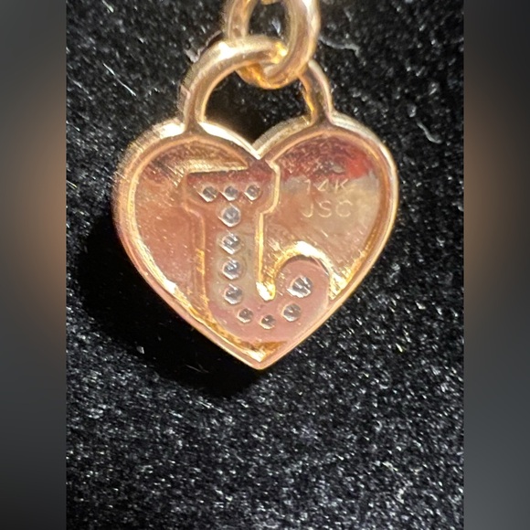 14k Solid Gold JSC J Pendant Necklace With Solid 14k Gold Chain NWOT - Picture 5 of 6